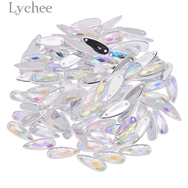 Lychee Life 100 шт. AB Стразы из смолы в форме капли воды Пришивные кристаллы камни для