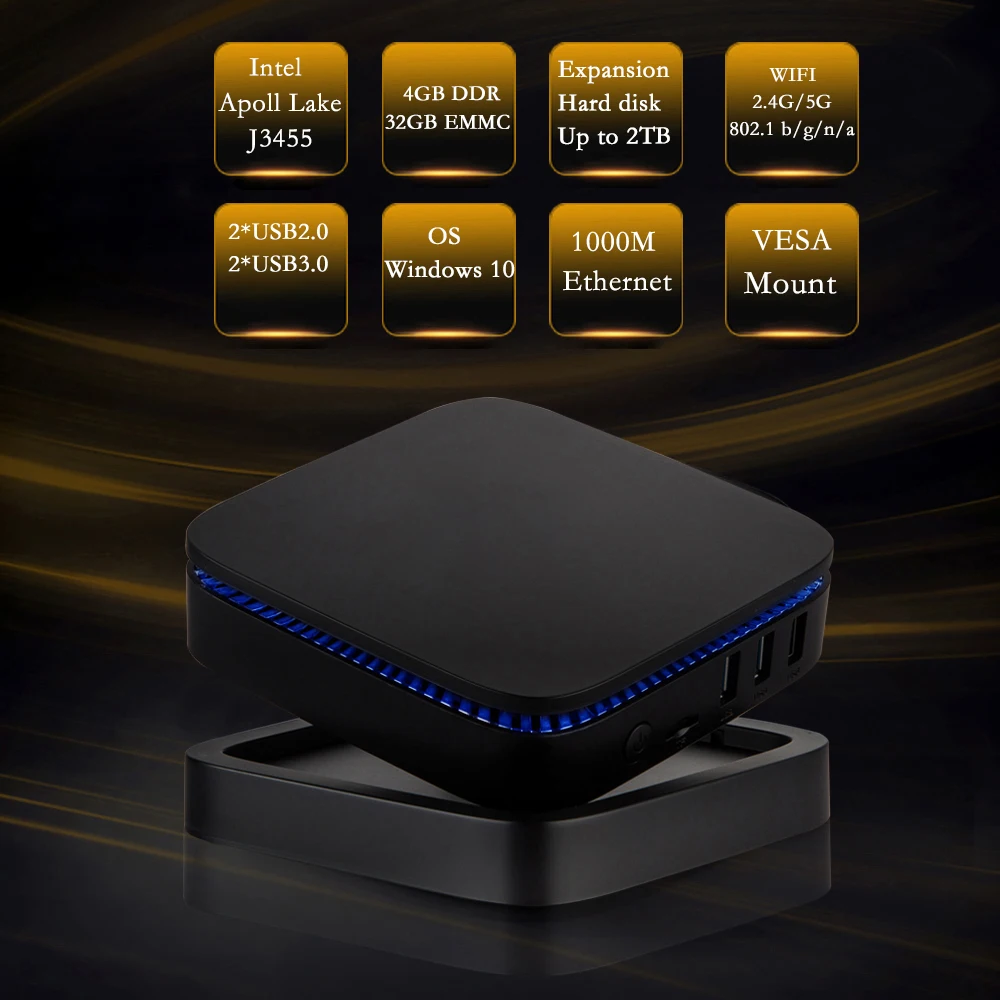 Мини ПК AK1 Intel Apoll Lake J3455 Win10 4 Гб ОЗУ 64 ПЗУ 32 ГБ EMMC USB 3 0 Wi-Fi 2 4G/5G BT Type-C 1000 LAN до ТБ |
