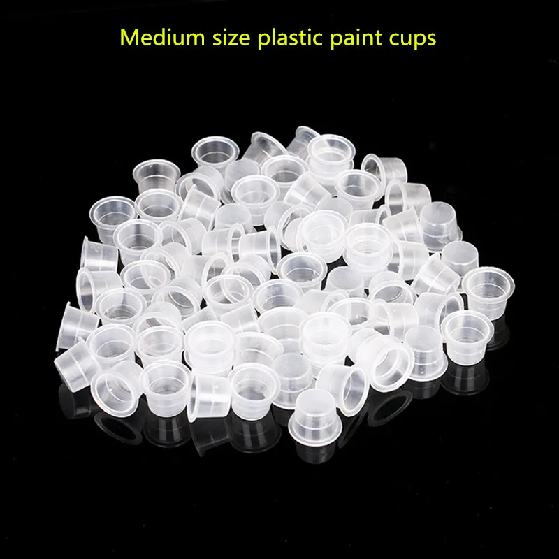 

Free Shipping 300Pcs Permanent Makeup Eyebrow Lips Tattoo Pigment Medium Size Cups Tattoo Makeup Ink Plastic Caps Containers