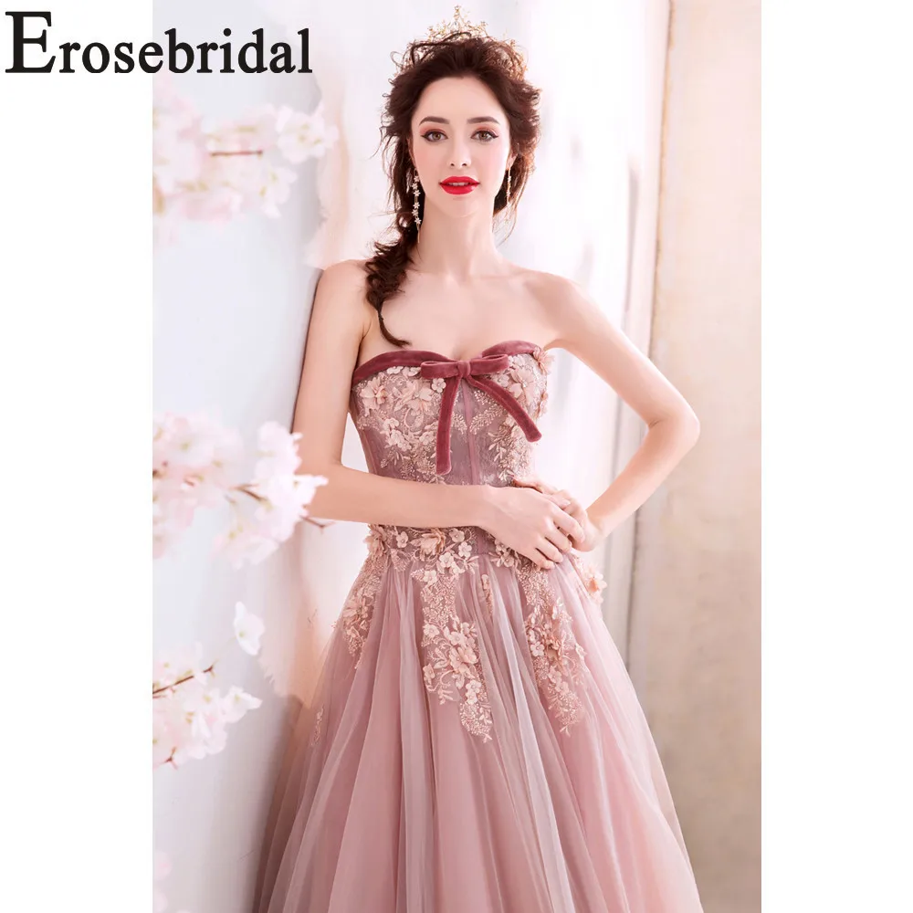 Женское платье без бретелек Erosebridal длинное формальное вечернее с объемным