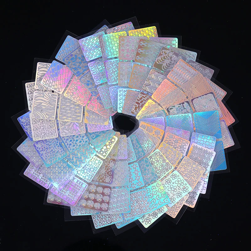 12 случайных листов лазерные полые виниловые наклейки для ногтей трафарет Сердце