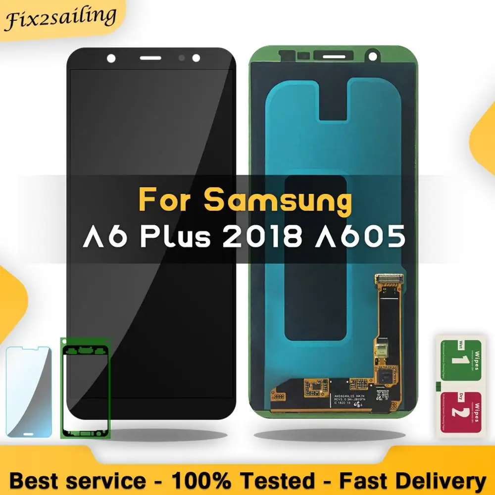 ЖК дисплей Super AMOLED для Samsung Galaxy A6 Plus + 2018 A605F сенсорный экран в сборе запасные