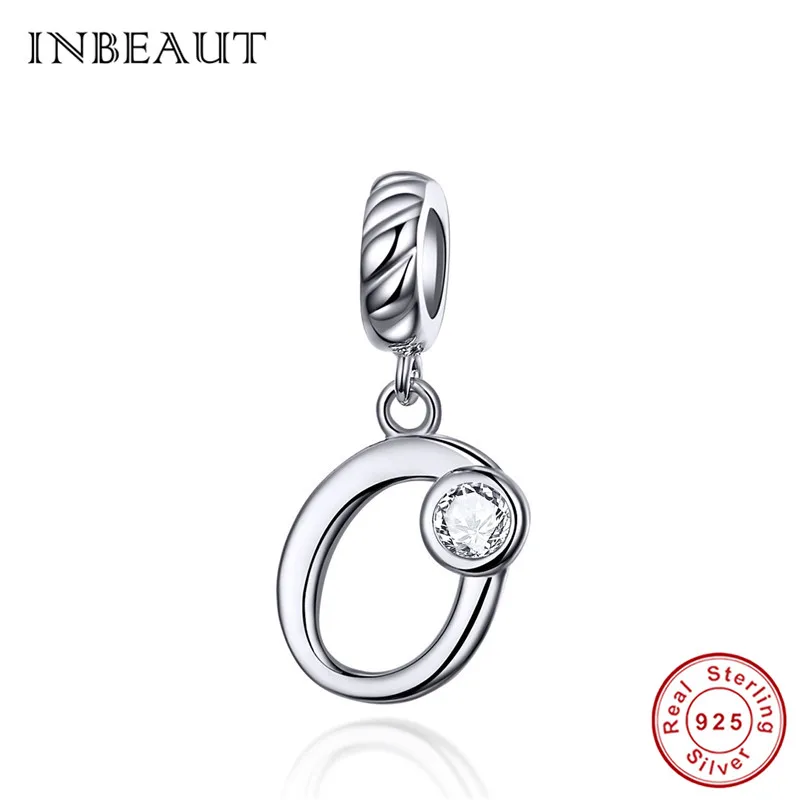 INBEAUT Настоящее 925 пробы серебро 26 английские заглавные буквы бусины подходят Pandora браслет S925 слово серии подвески - Окраска металла: O