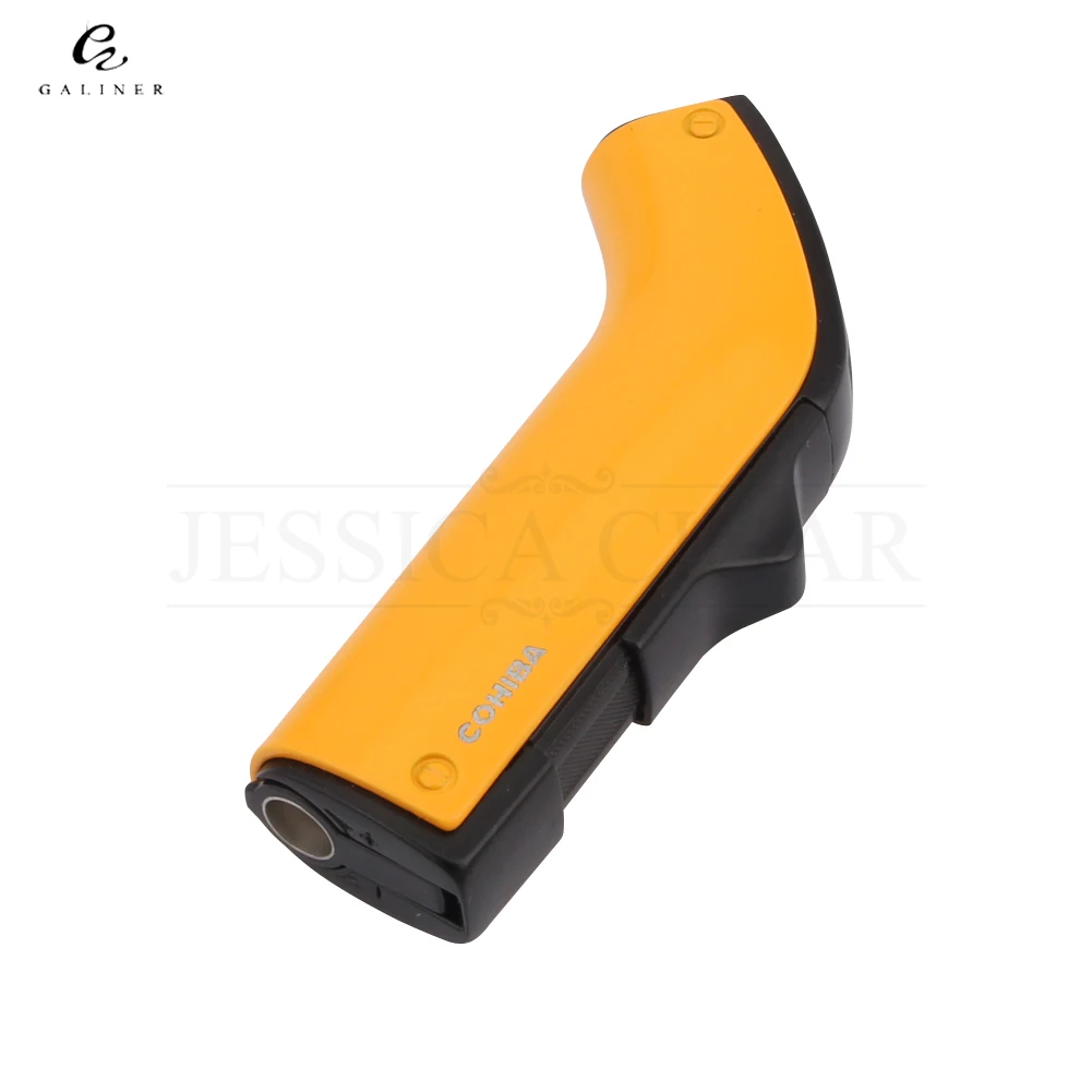 COHIBA гаджеты, металлическая ветрозащитная зажигалка, пистолет, 2 пламени, многоразовая Бутановая струйная зажигалка, газовый фонарь, сигара, бензиновые зажигалки