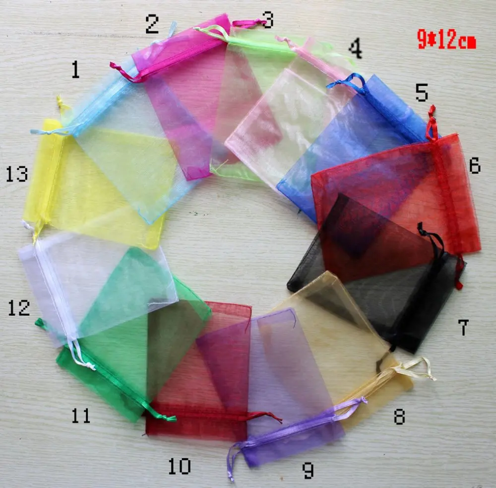

Free shipping!!! wholesale 100 pcs/lot 9*12cm black organza bag christmas or wedding gift pouch jewelry packing bag
