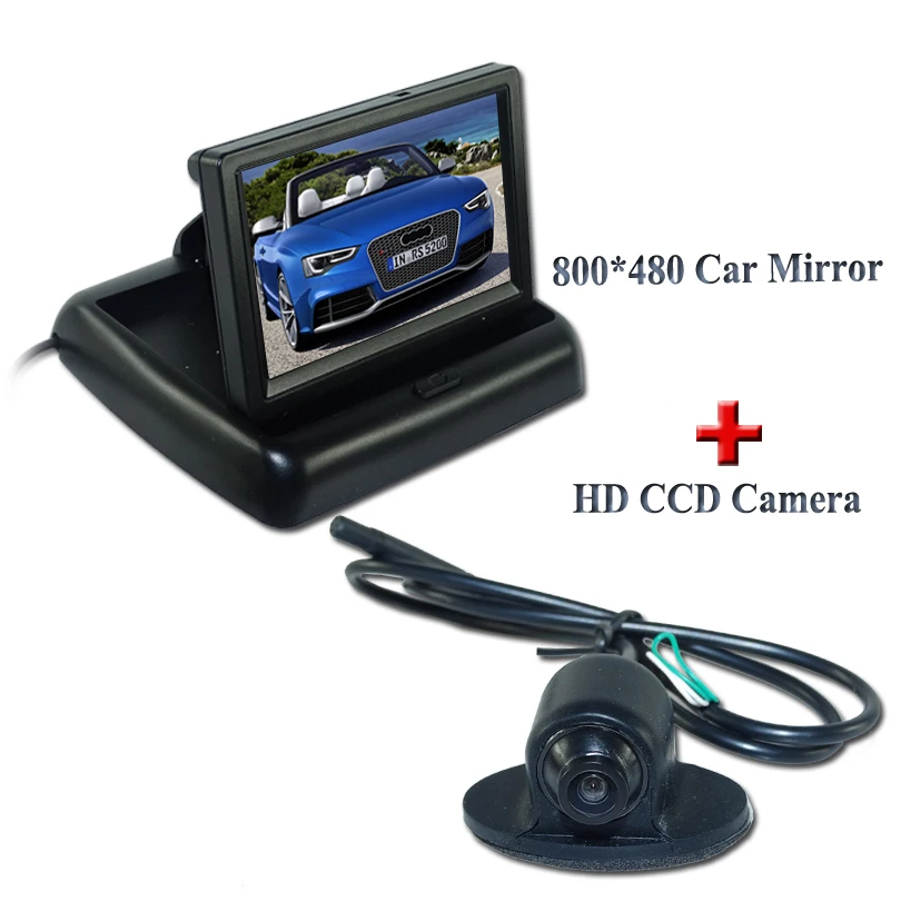 

4.3" Inch Desktop Digital LED Back Light TFT Mirror LCD Car Monitor With 2 Video Input+ Rear View Reversing Backup Camera