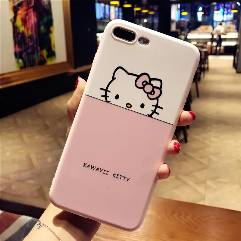 Цвет Экран пленка+ чехол для iPhone 7 8 plus/7 Plus с рисунком KT cat закаленное Стекло для iPhone 6 S plus Мягкий чехол мультяшный протектор экрана