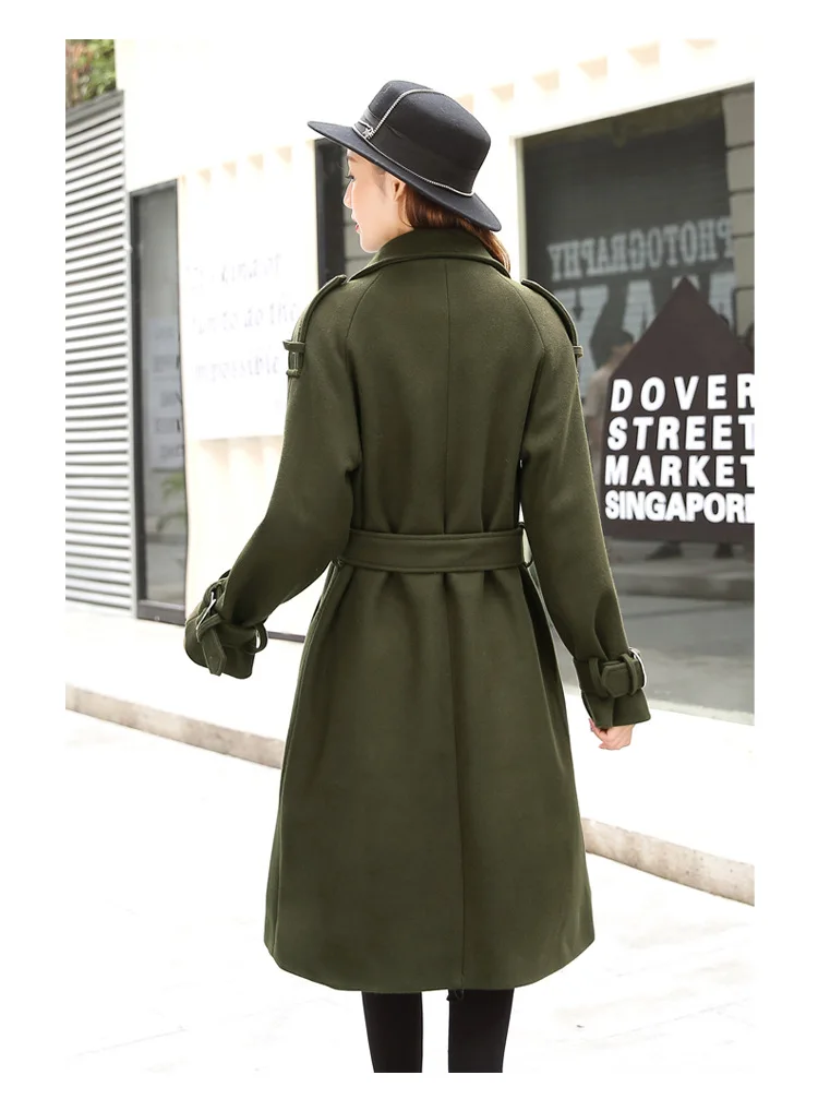 Long Wool Coat Slim Blend and Jacket Solid Women Coats Autumn Winter | Женская одежда