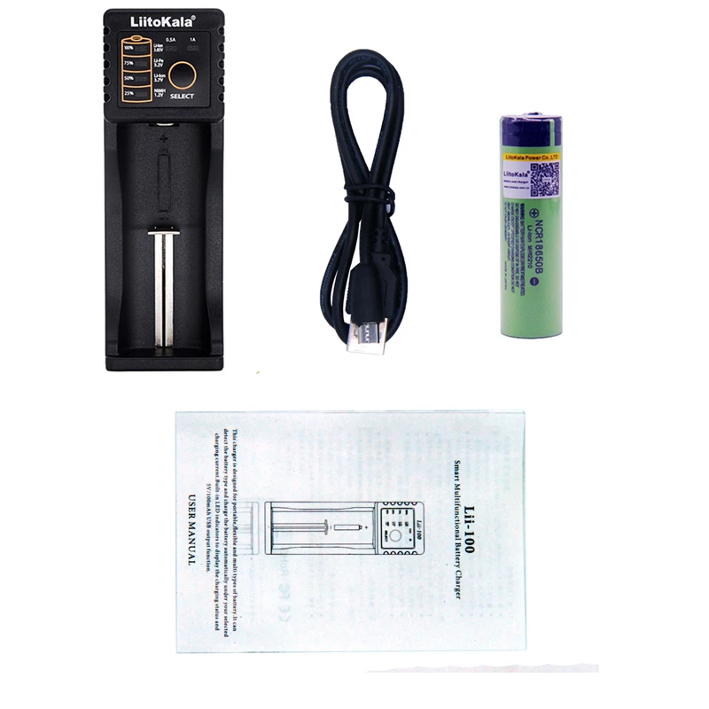 1 шт. Liitokala 3 7 V 3400mAh 18650 литий-ионная аккумуляторная батарея (без PCB) + Lii-100 USB 26650 AAA AA