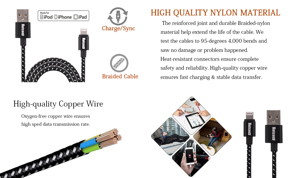 Сертифицированный usb-кабель Netcosy MFi кабель для зарядки для iphone Xmax XS 8PP 7P 6s 6plus 7plus для ipad Pro Air 2 Sync Data Line