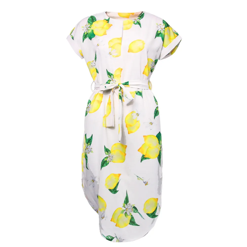 Женское Повседневное платье LNCDIS летнее с короткими рукавами и круглым вырезом