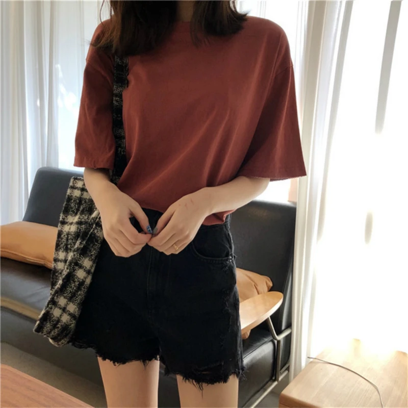KYMAKUTU Casual Solid All Match T Shirts Short Sleeve O Neck Tee Shirt Femme Poleras Mujer Women Clothing Summer White Tops 2018 | Женская