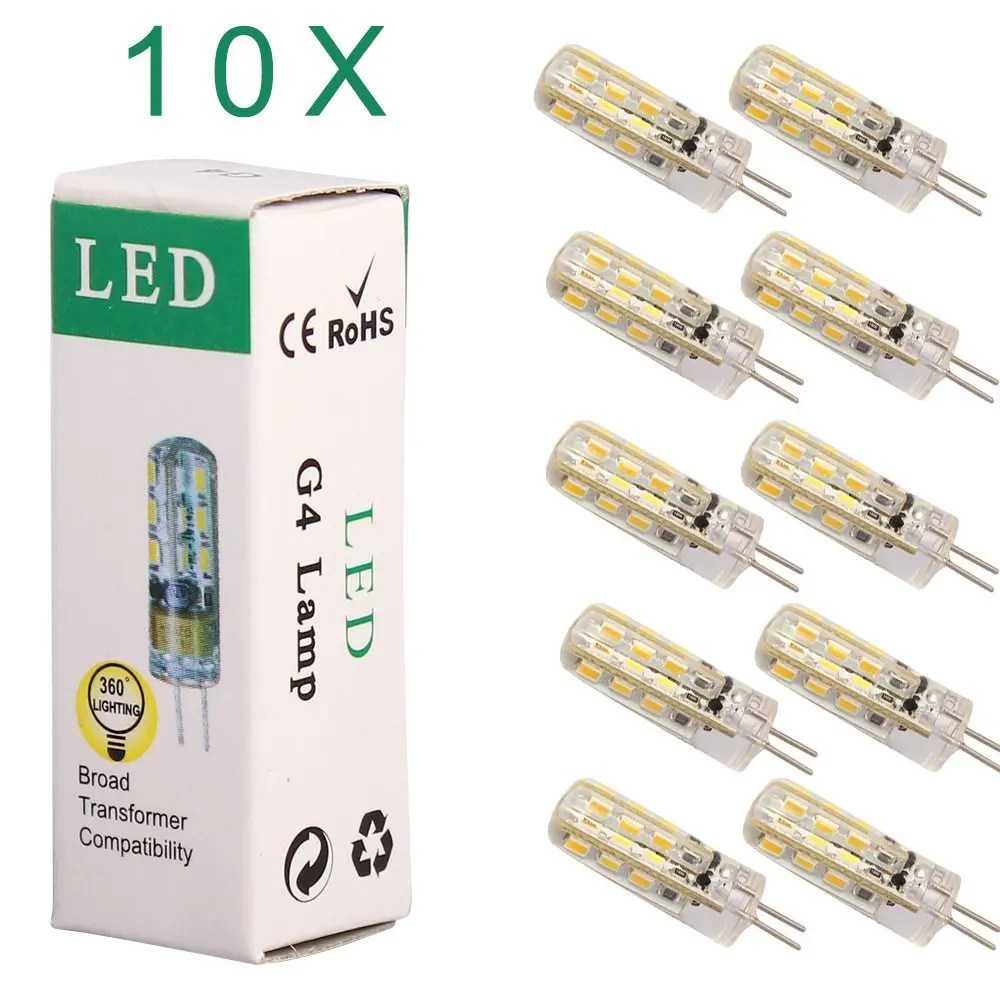 G4 LED Bulb, Bi-Pin Base, G4 Ampoule Lampe Spot 3014 SMD 24 LEDs 20W Halogen Bulb Equivalent 1.5W Pour Maison  360 Degree 10pack