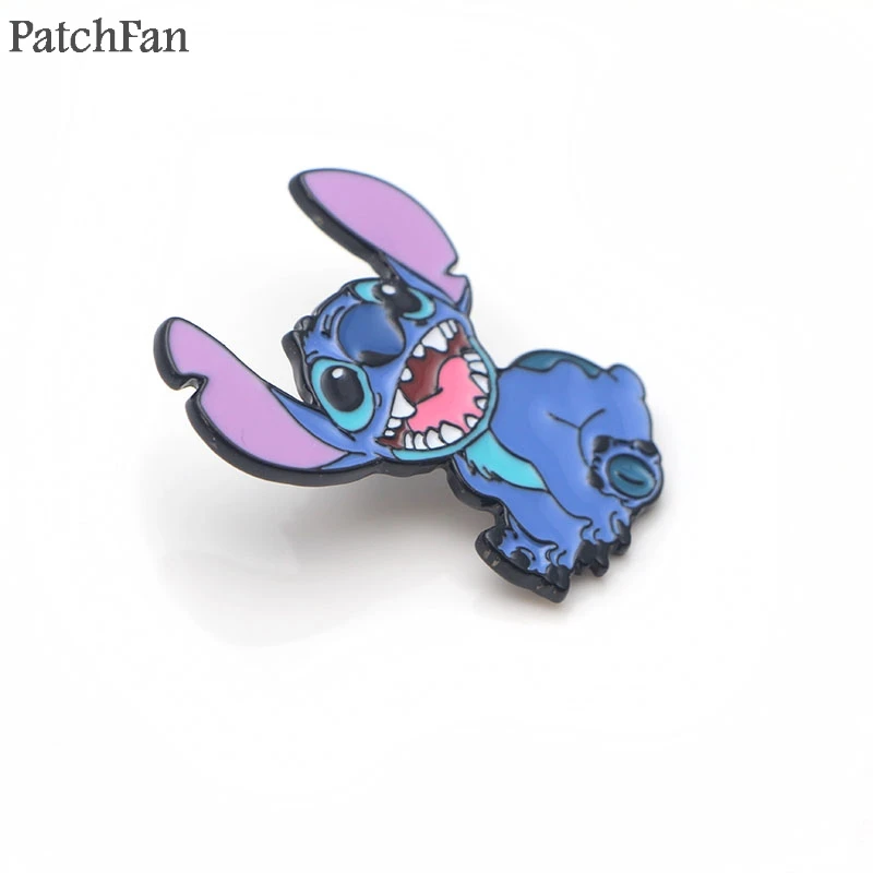 Patchfan ститч цинк галстук мультфильм забавные булавки броши для рюкзака, одежды для мужчин женщин шляпа декоративные значки медали A1654
