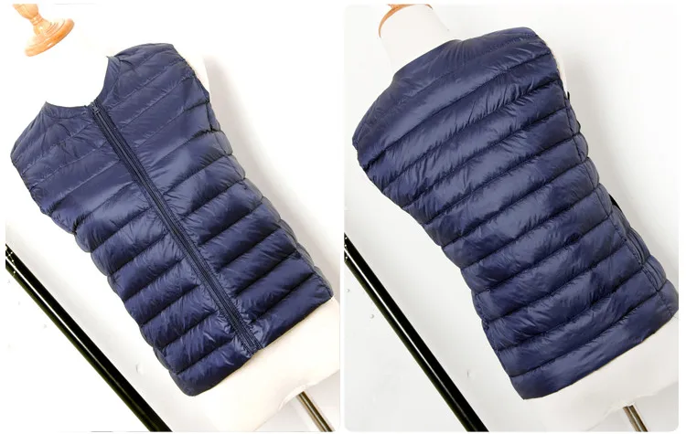 navy blue Sanishroly, женский ультра-светильник, жилет, парка, Осень-зима, белый утиный пух, пальто, женский жилет без рукавов размера плюс, 4XL, SE368 - Цвет: navy blue
