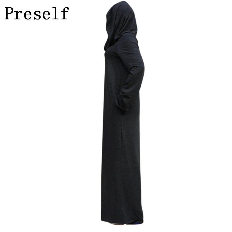 Preself с открытыми плечами капюшоном Макси повседневное платья для женщин
