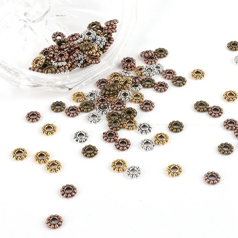 

500PCS Metal Spacers Gold/Silver 6mm Snowflake Spacer Beads Accessories For Women Men Beadwork Jewelry Bracelet Necklace Making