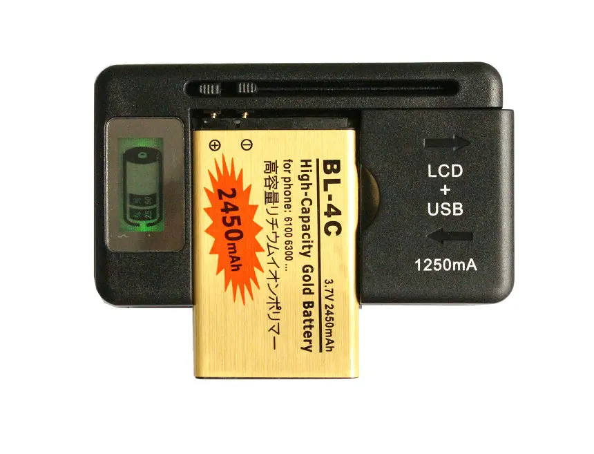 Ciszean 1X2450mAh BL 4C / BL4C Золото Замена Батарея + ЖК дисплей Зарядное устройство для Nokia 6100