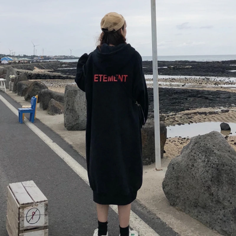 Black Sweatshirt CHICEVER толстовка с буквенным принтом для женщин с капюшоном с рукавом-фонариком Свободные толстовки на молнии больших размеров корейская модная одежда - Цвет: Black Sweatshirt