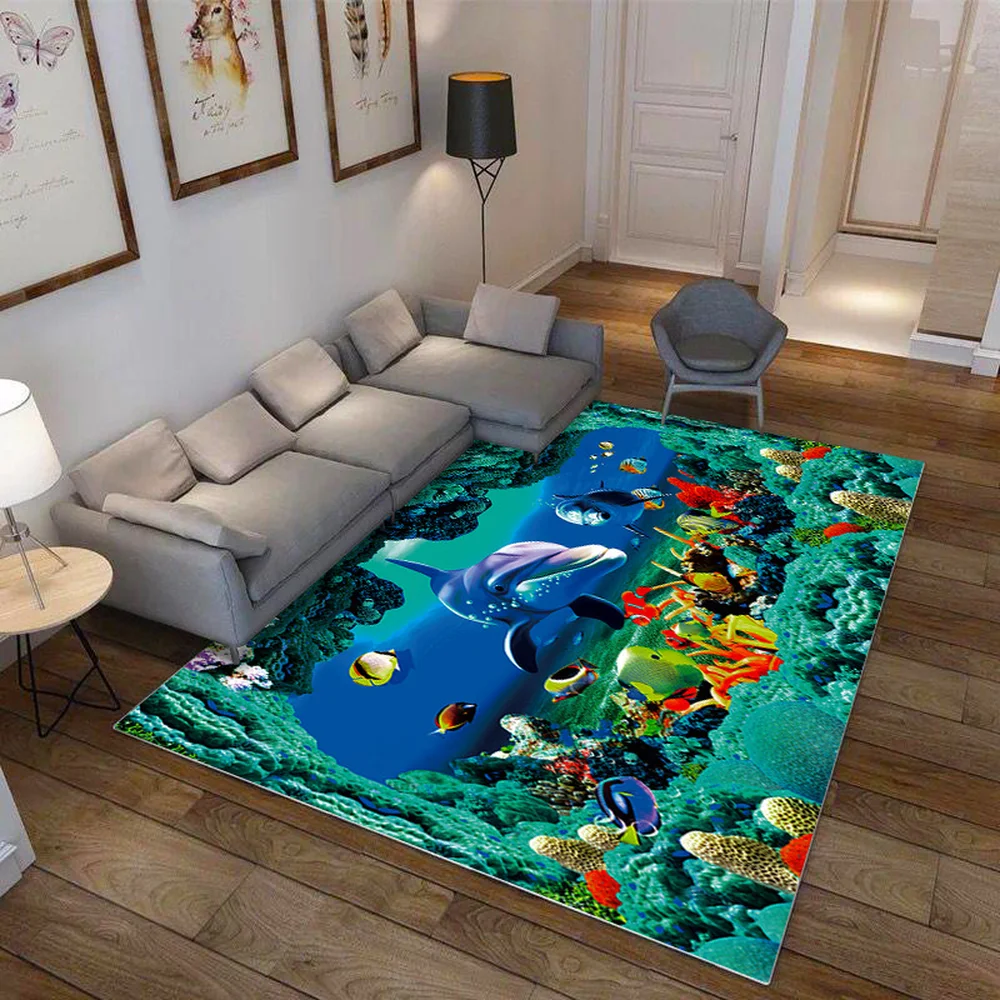 Высокое Качество подводный мир мультфильм ковер 3D печатных мягкие