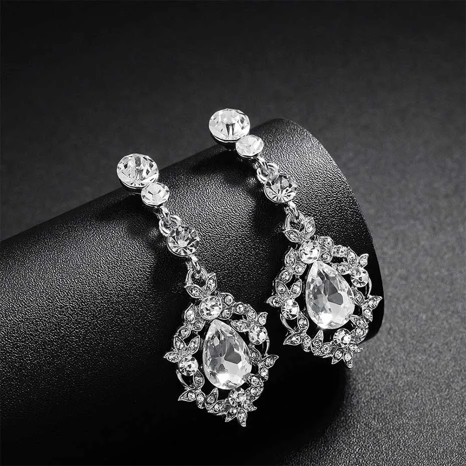ERS-J2781-S QYY модные свадебные серьги-капли с австрийскими кристаллами для невесты, подружек невесты, вечерние серьги из сплава - Окраска металла: ERS-J2781-S