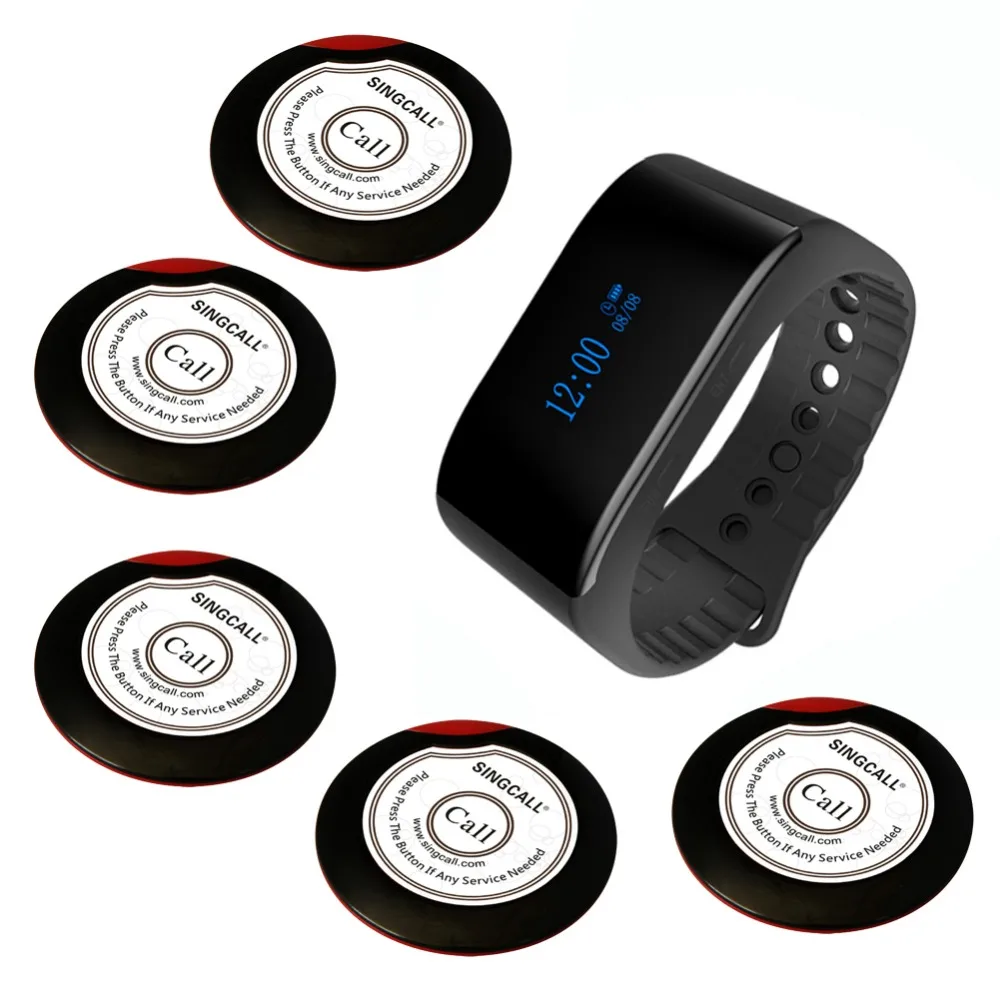 SINGCALL Беспроводная ресторанная система вызова пейджер подставка 1 новый браслет
