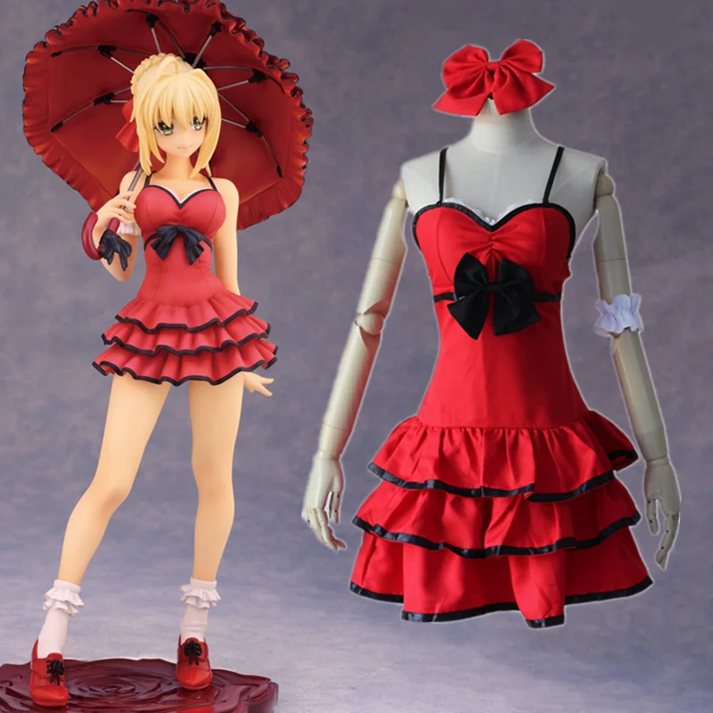 

Fate Zero Saber Cosplay Red Dress Costume
