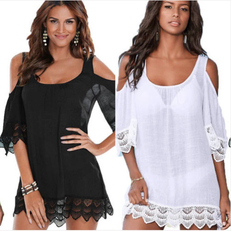US New Sexy Women Lace Crochet Bathing Suit Bikini Swimwear Cover Up Beach Dress | Женская одежда