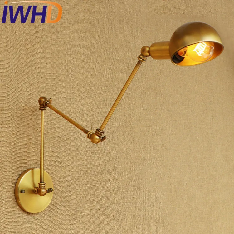 Kopen IWHD Loft Stijl Swing Arm Edison Wandkandelaar Nachtkastje Wandlamp Ijzeren Muur Verlichtingsarmaturen Voor Indoor Verlichting Lamparas