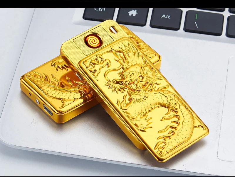 Tungsten Turbo USB Зажигалка для сигарет курение дракона тигра узор электронный зарядка