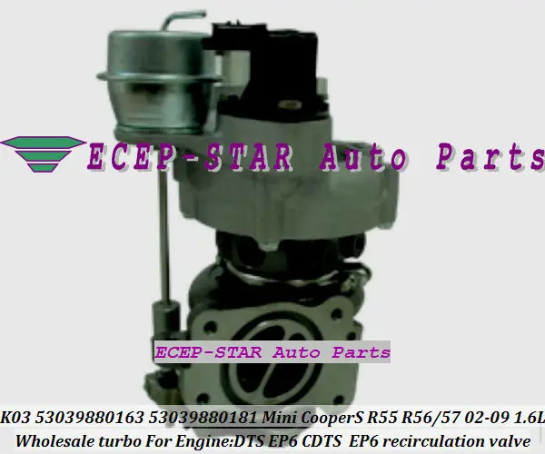 Бесплатная доставка K03 53039700163 53039700181 53039700118 Turbo для Mini Cabrio Cooper S R55 R56 R57 02 1.6L EP6 DTS CDTS N14