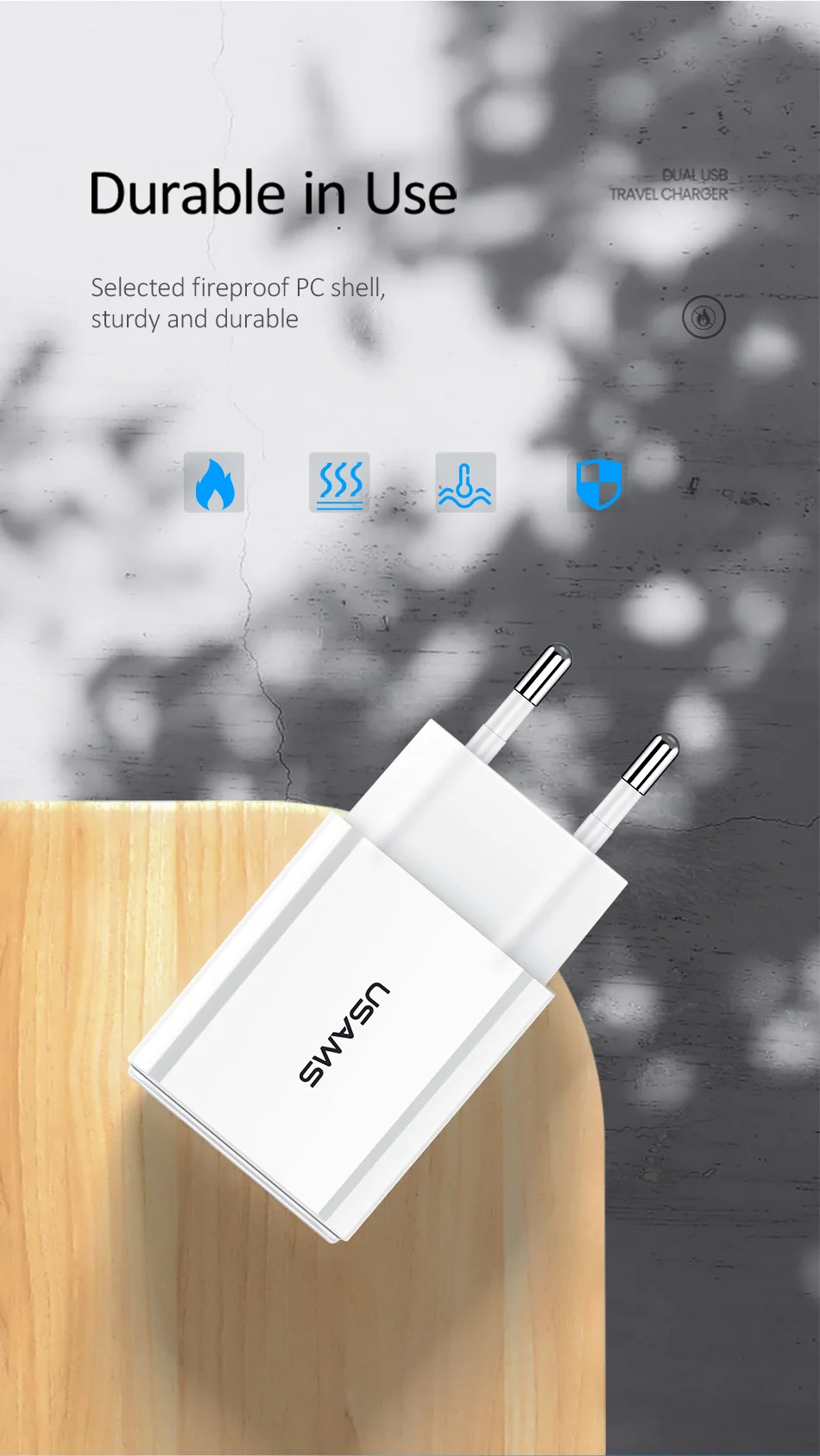 USAMS Dual USB настенное зарядное устройство 2.1A Быстрая зарядка мобильного телефона адаптер для iPhone X 8 EU/US вилка зарядное устройство для iPhone samsung