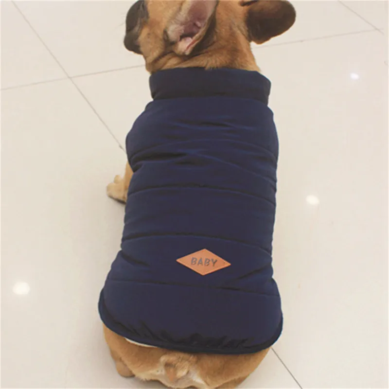 blue Хлопок, для питомцев, кошек, собак, однотонный костюм, теплая зимняя одежда для собак, пальто, теплая хлопковая куртка, одежда для ног, для французского бульдога - Цвет: blue