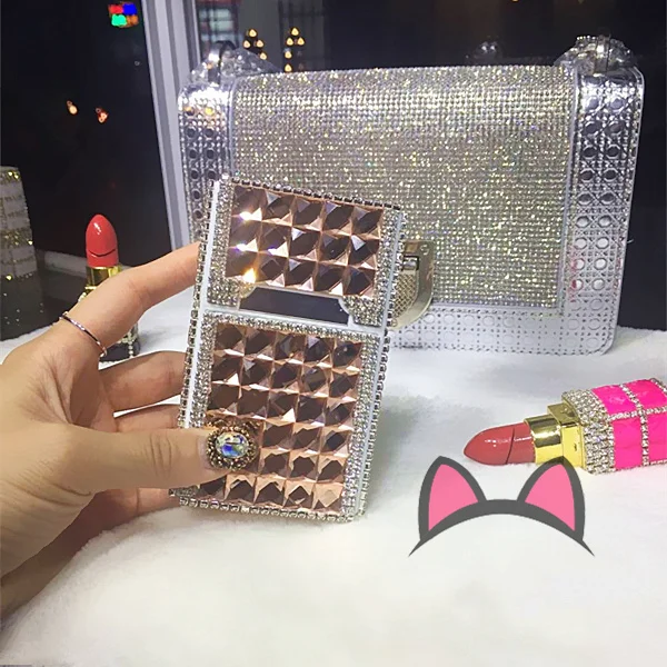 Зарядка через usb Зажигалка с кристаллами и бриллиантами Магнитный портсигар MS 20 упаковок сигарет ветрозащитный металлический многофункциональный набор подарок для влюбленных