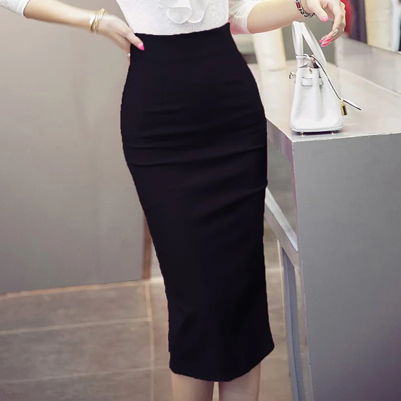 Юбка-карандаш с высокой талией большие размеры облегающая модная женская юбка
