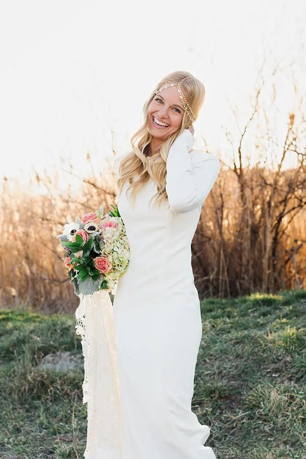 2016 New Arrival Mermaid Bateau Simple Cheap Boho Bridal Dresses vestido de casamento Custom Long Sleeve Wedding | Свадьбы и
