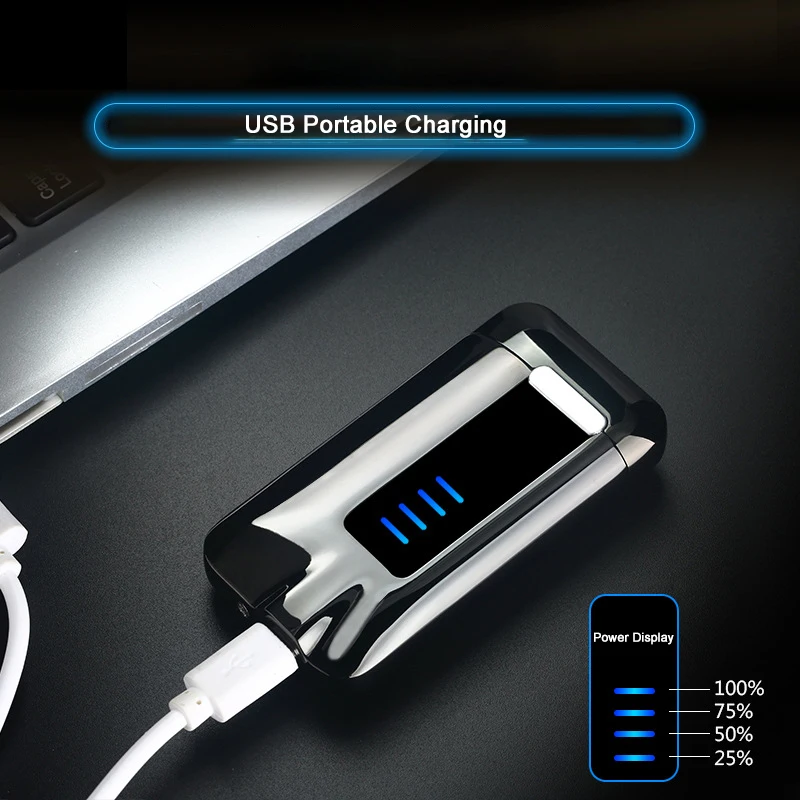 Сенсорная Индукционная электрическая зажигалка с дисплеем питания USB Электронная зажигалка для сигарет металлическая двойная дуговая плазменная зажигалка ветрозащитный подарок