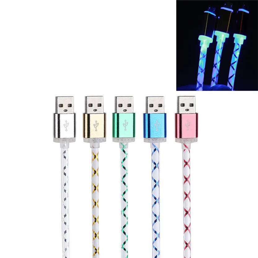 Usb-кабель для зарядного устройства светодиодный свет микро USB кабель зарядный