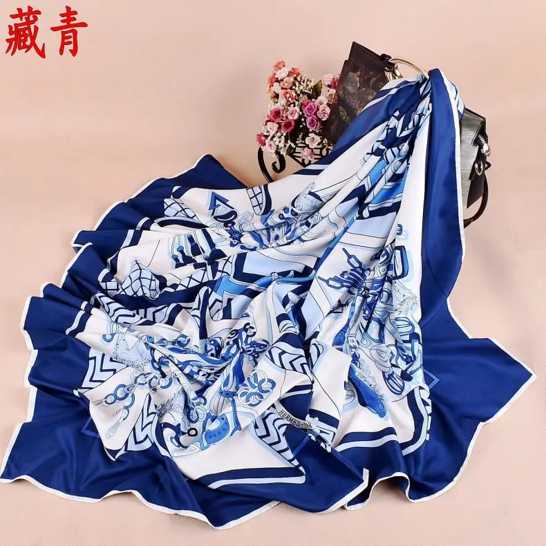 Длинный шелковый шарф для диких леди, женский весенний и осенний Многофункциональный длинный Шелковый бесконечный шарф 130*130 см