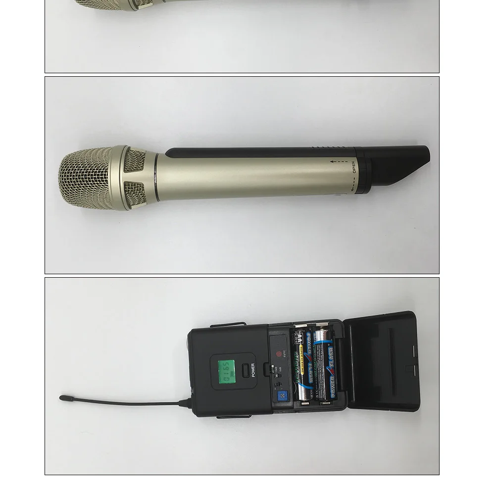 Топ беспроводной микрофон системы профессиональный микрофон 2 канал частоты UHF Динамический Профессиональный 2 портативный караоке-микрофон