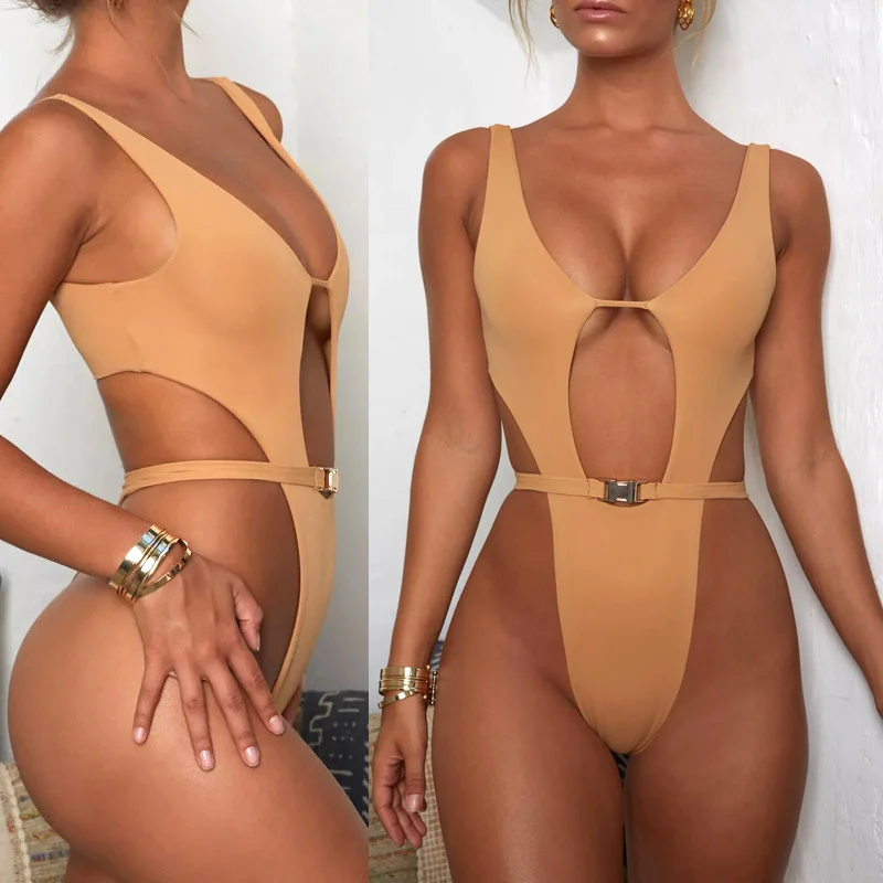 Новинка Женский Одноцветный Монокини быстро сохнет высокая эластичность