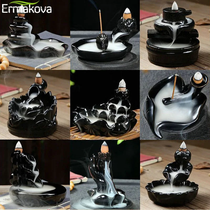 ERMAKOVA керамический обратный поток благовоний горелки башня глазурь фарфор Курильница держатель база ароматерапия принадлежности украшение дома