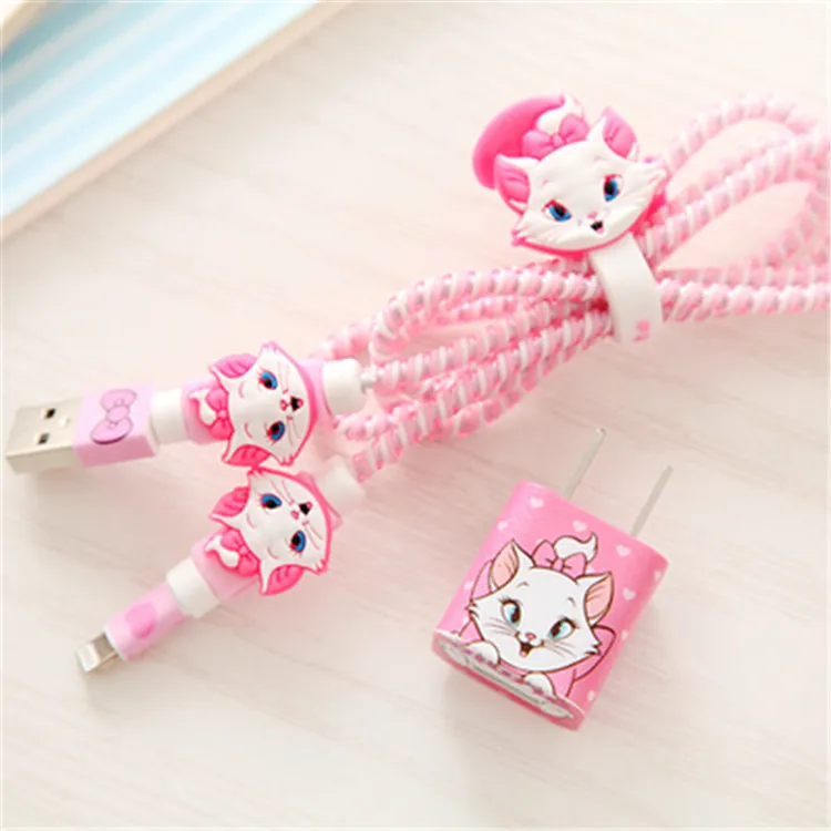 style 5 Микки и Минни USB кабель наушники протектор набор с кабелем Стикеры для намотки Спиральный шнур протектор для iphone 5 6 6s 7plus - Цвет: style 5