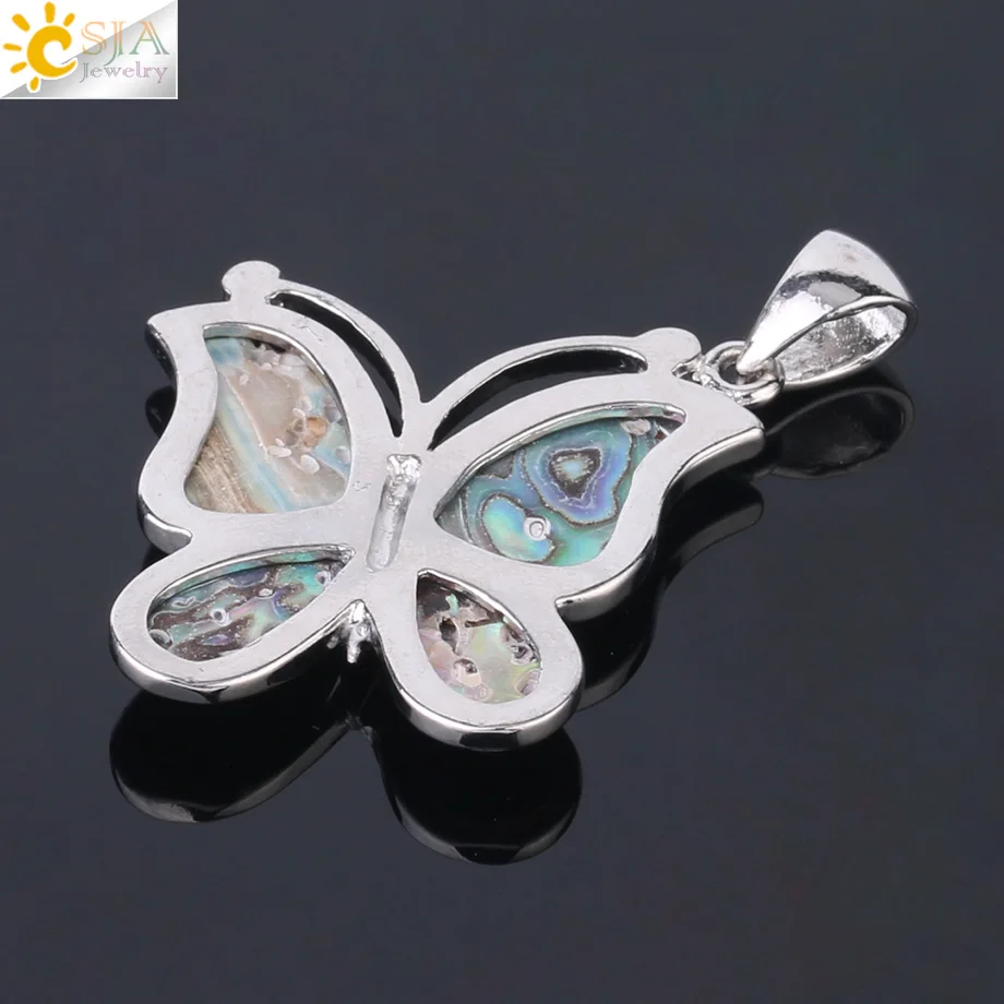 CSJA натуральное ожерелье с бабочкой из абалона подвески для девочек Новая
