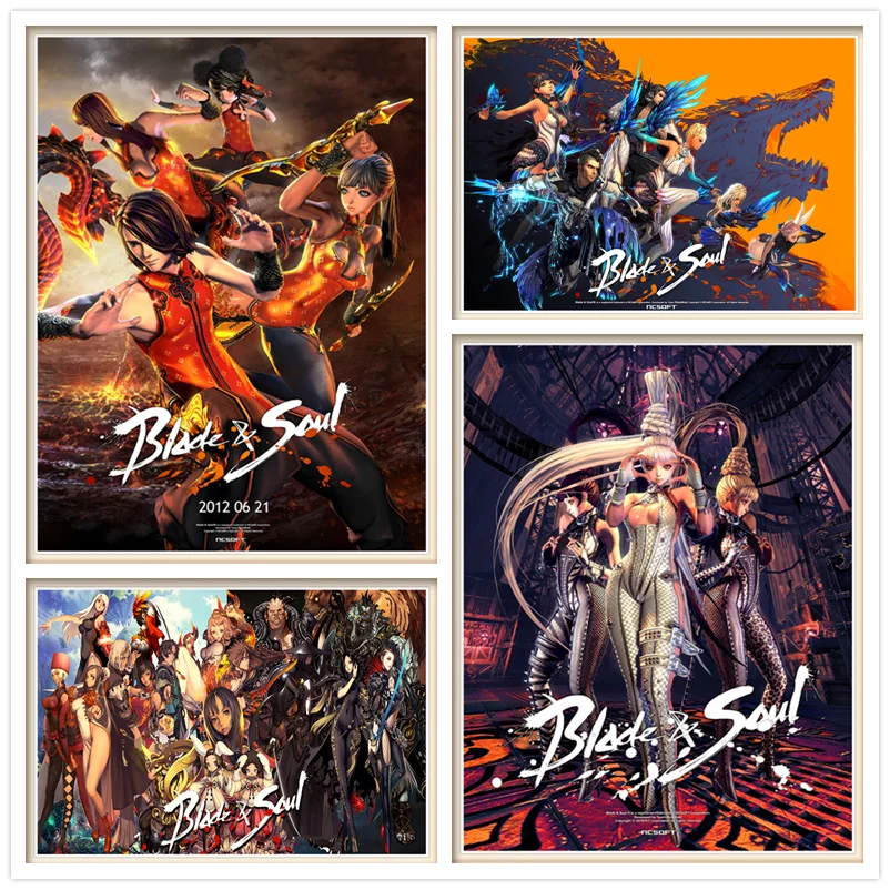 Игровые плакаты Blade & Soul высококачественные настенные наклейки принты из белой