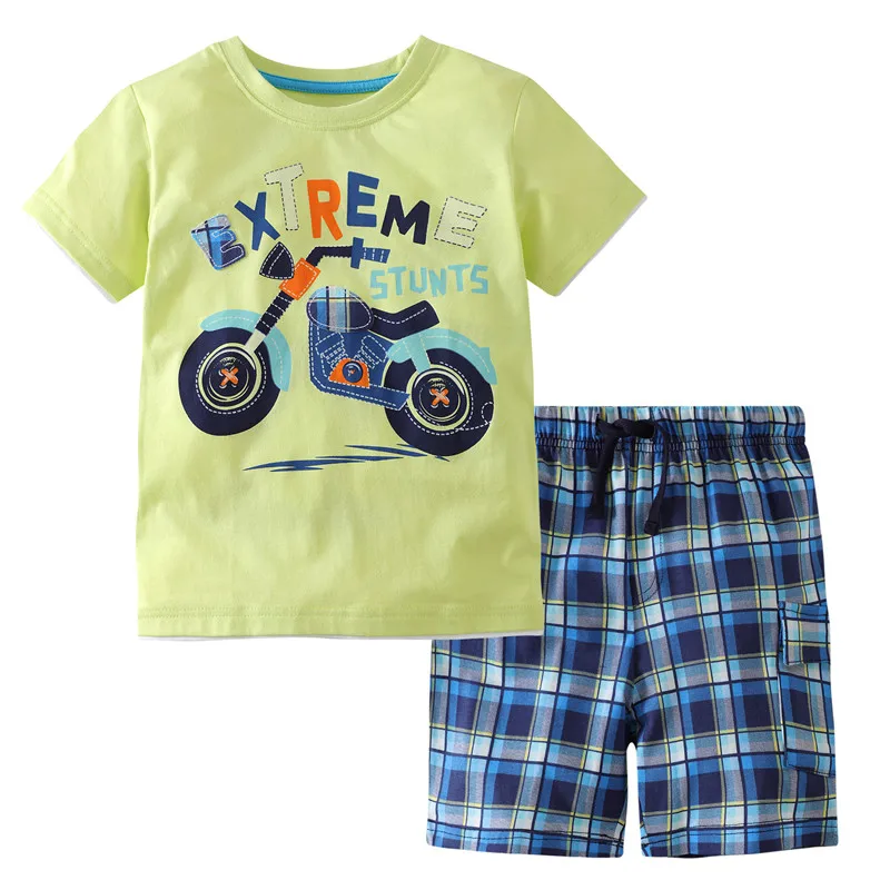 Children Cotton Clothing Sets Summer motorcycle Baby Boys Outfits Short Sleeve Tops and Shorts Kids Fashion Suits |