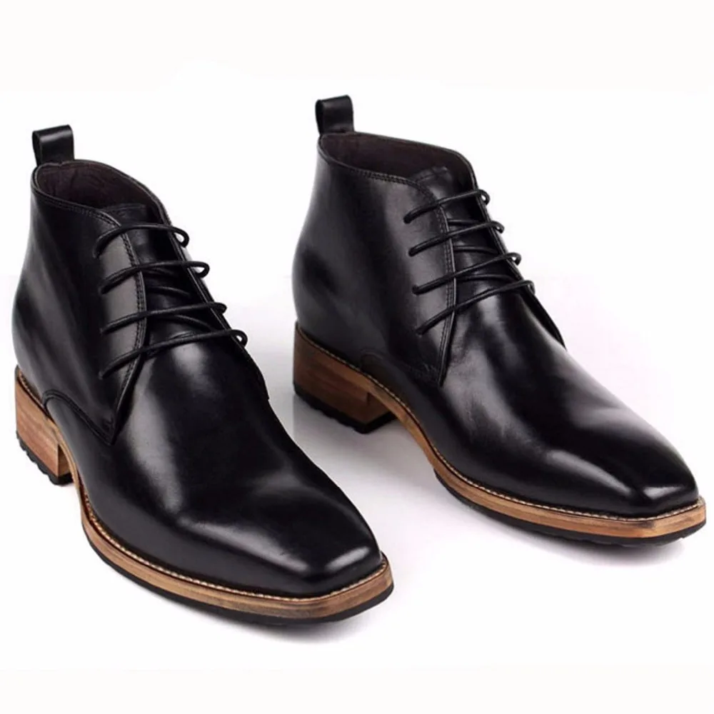 HEINRICH 2018 Winter New Ankle Chelsea Boots Men's Genuine Leather Formal Dress Shoes Men Height Increase Snow Laarzen | Обувь