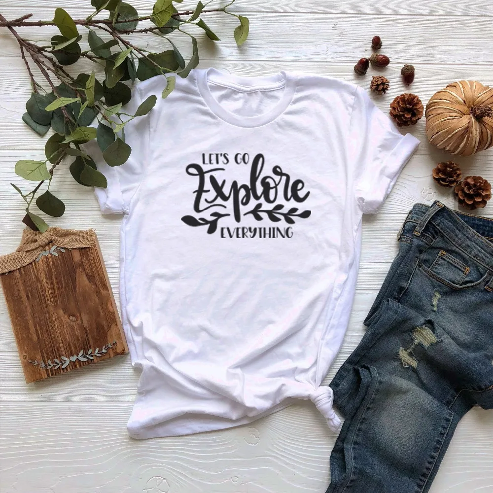 Женская футболка в стиле гранж с надписью Let's Go Explore All Tees|Футболки| |