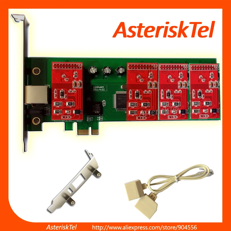 TDM410E with 2U Low Profile - 4 FXO card supports Asterisk elastix freepbx tdm400 tdm410p PCI-E Card | Мобильные телефоны и