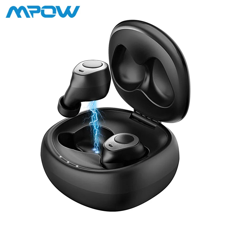 Mpow T3 TWS Bluetooth 5,0 беспроводные наушники 24 часа Время воспроизведения TWS гарнитура наушники с микрофоном зарядная коробка для iPhone Xiaomi huawei - Цвет: Black